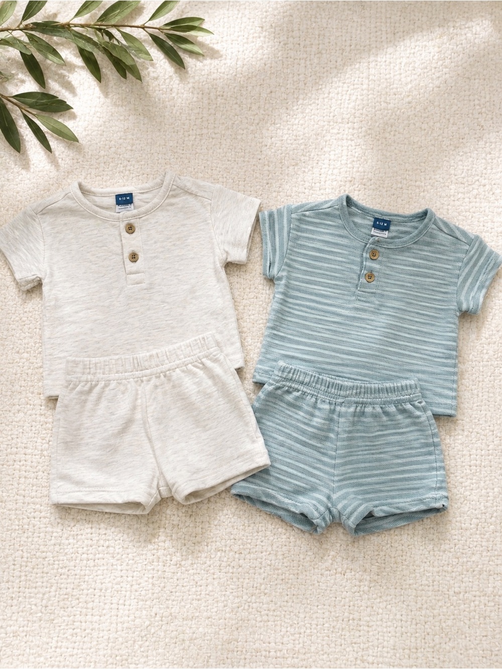 Old Navy Two-Piece Kids Sets in Cream and Soft Blue